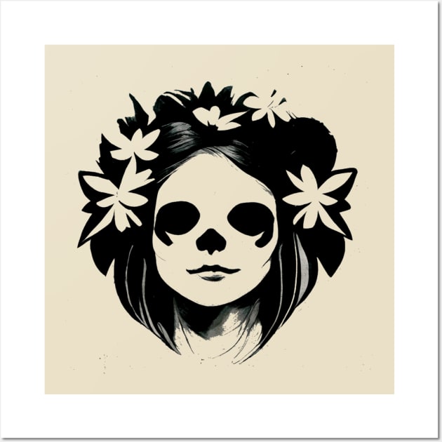 Skull Girl Wall Art by Papyr Wulf